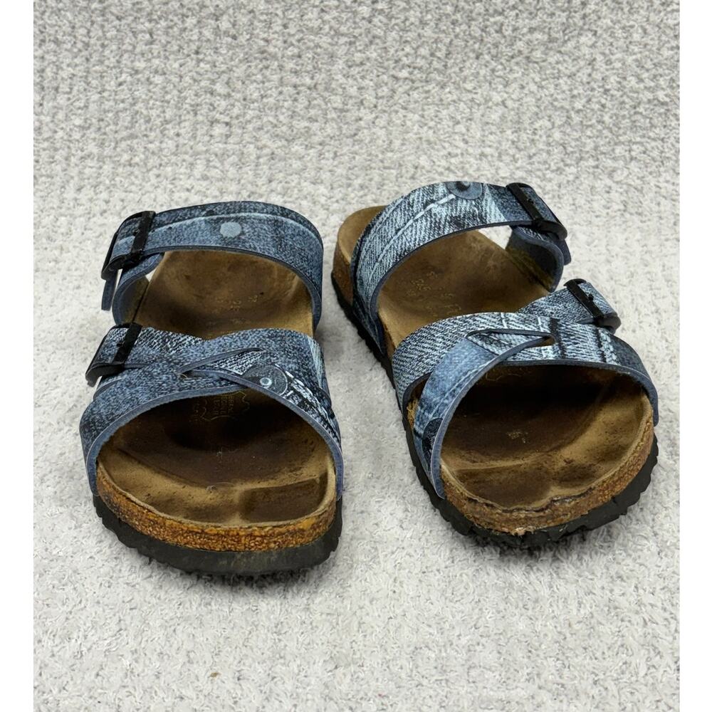 Papillio by Birkenstock Blue Denim Print Sandals Size 7 AS IS #79757